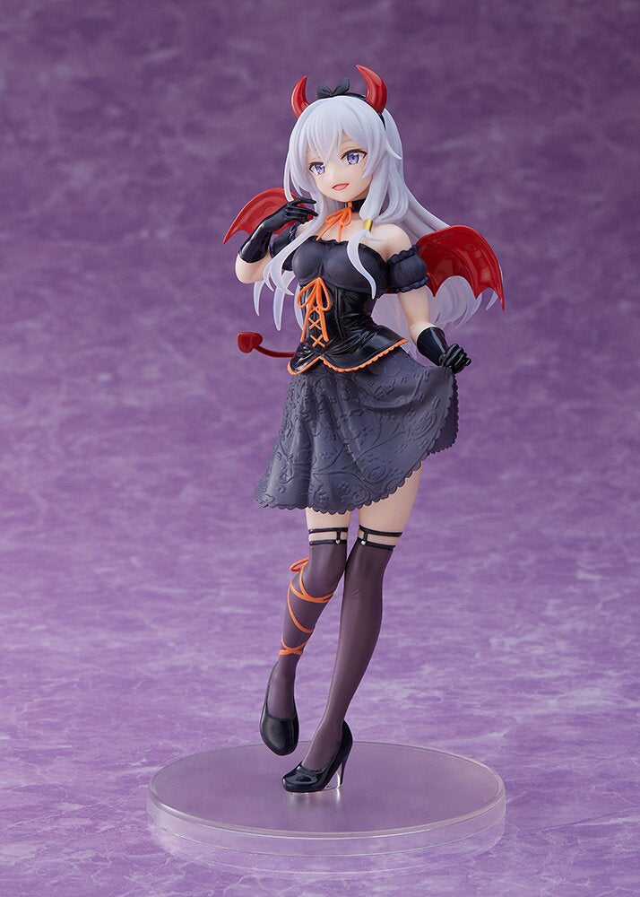 Side profile showcasing Elaina's devilish outfit and pose.