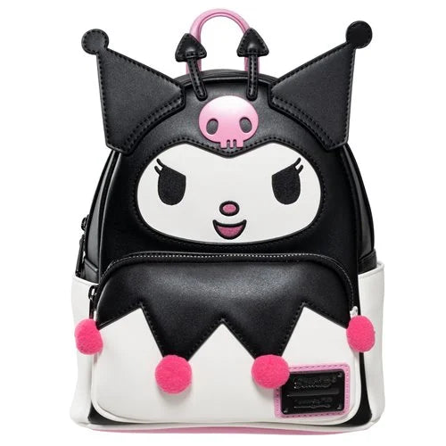 entered front shot of the Kuromi backpack highlighting her mischievous expression and black crown.