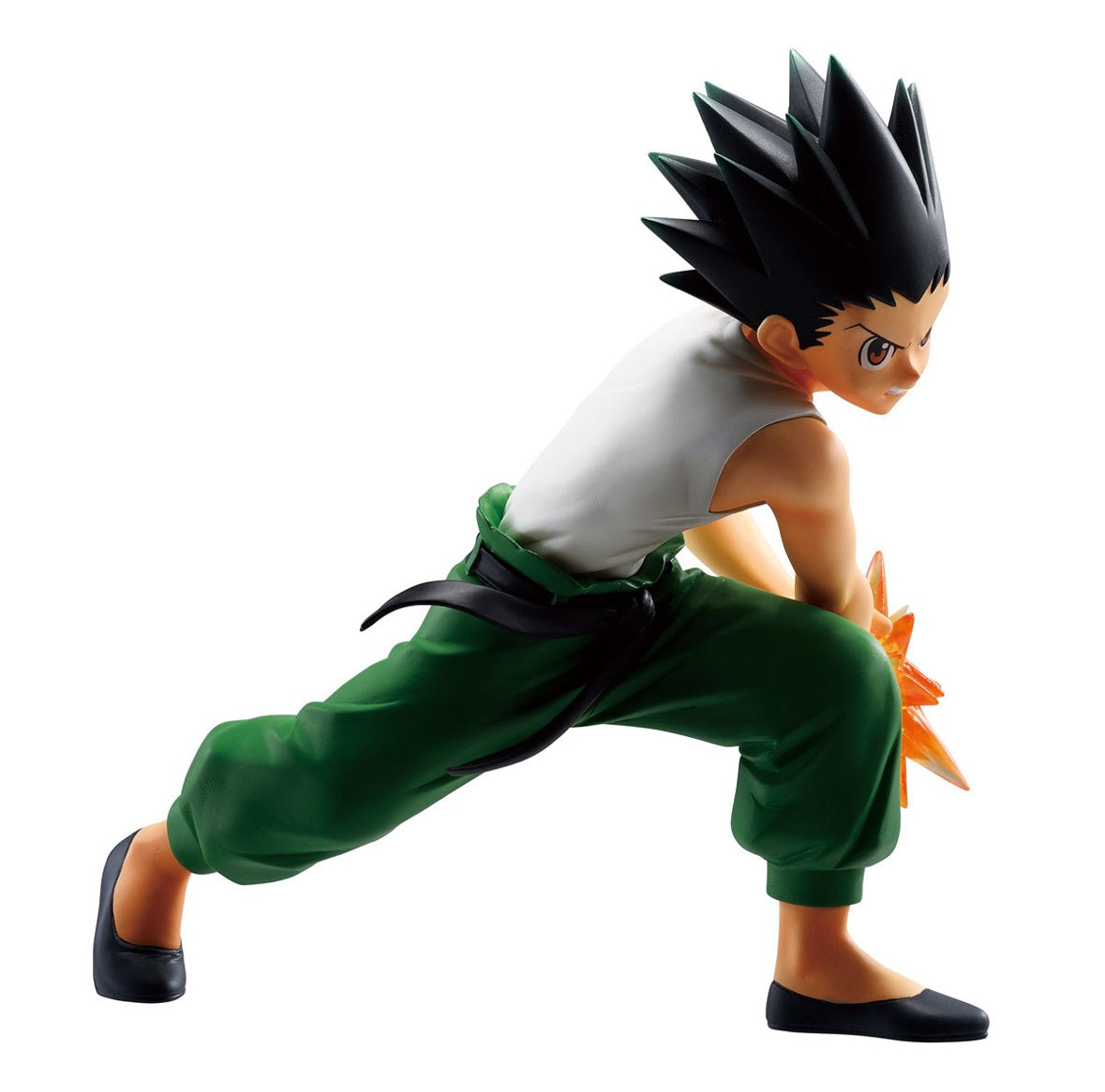 Side view of Banpresto Gon Freecss figure, highlighting anime-accurate facial features and shading.