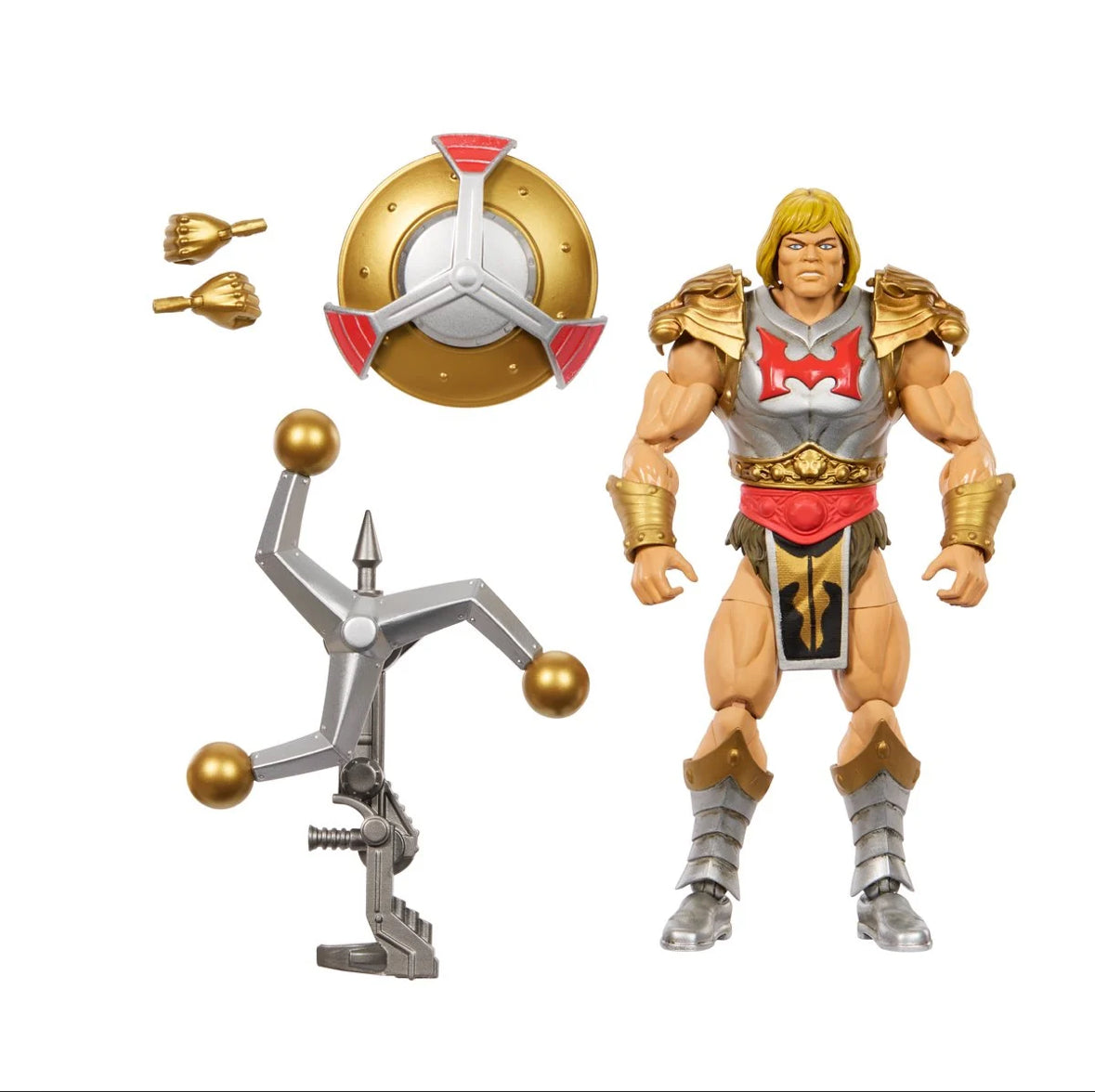 Masters of the Universe Masterverse Wave 15 Flying Fist He-Man Action Figure by Mattel posed dynamically.