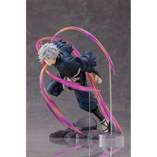 Side angle of Gabimaru figure capturing his movement and energy ribbon detail across the sculpt.