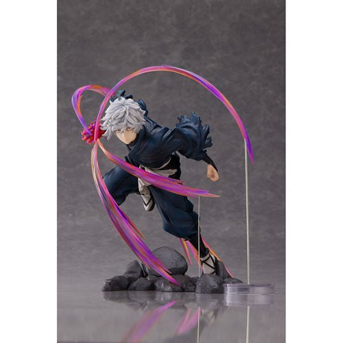Full display of the Gabimaru 1/7 scale figure in mid-action pose with vivid swirling energy and rocky base.