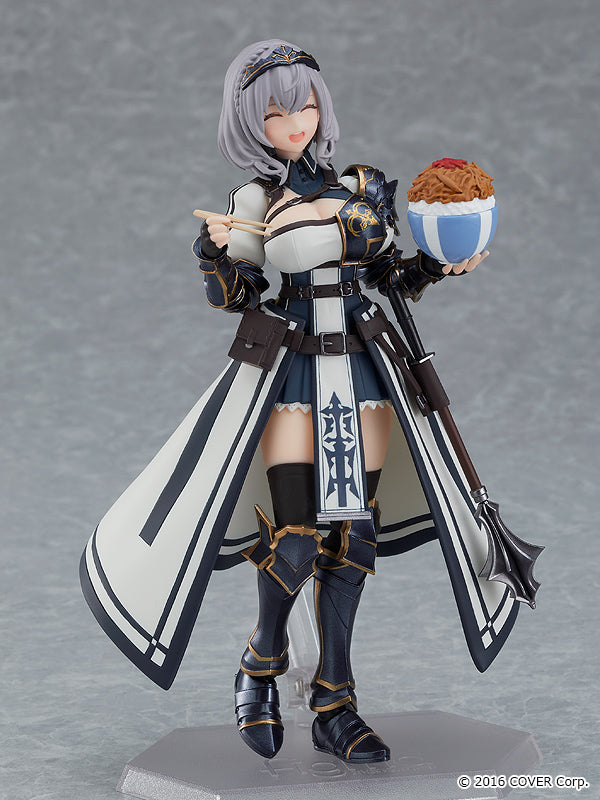 Shirogane Noel Figma figure displaying alternate faceplates and accessories.