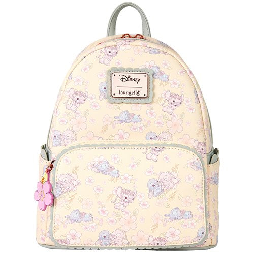 Lilo & Stitch Cute Stitch Cherry Blossom Mini-Backpack by Loungefly featuring a floral Stitch design.