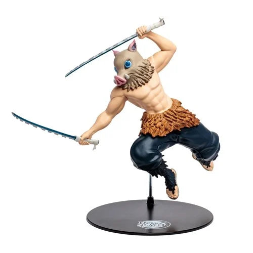 Demon Slayer: Kimetsu no Yaiba Inosuke Hashibira 12-Inch Scale Statue in dynamic battle-ready pose.