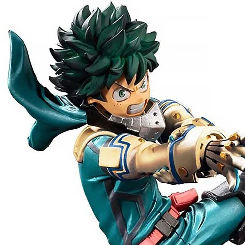 Close-up of Deku’s determined expression and battle pose.