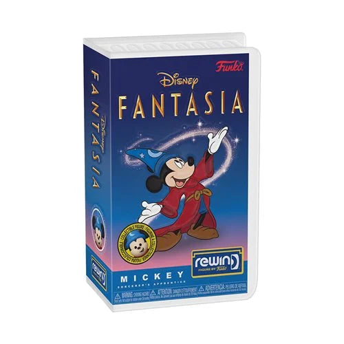 VHS-style collectible case with matching Sorcerer Mickey character card.