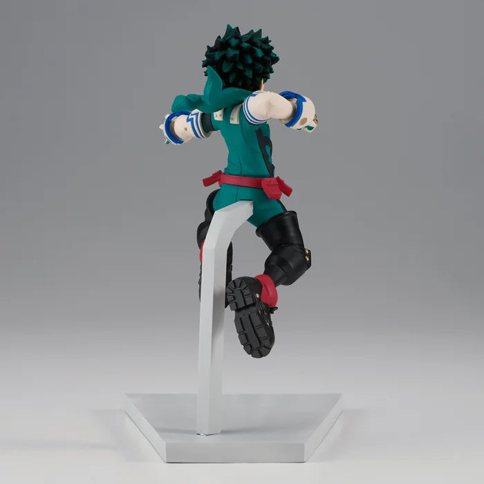 Back view of 4.3-inch Izuku Midoriya figure mid-action.
