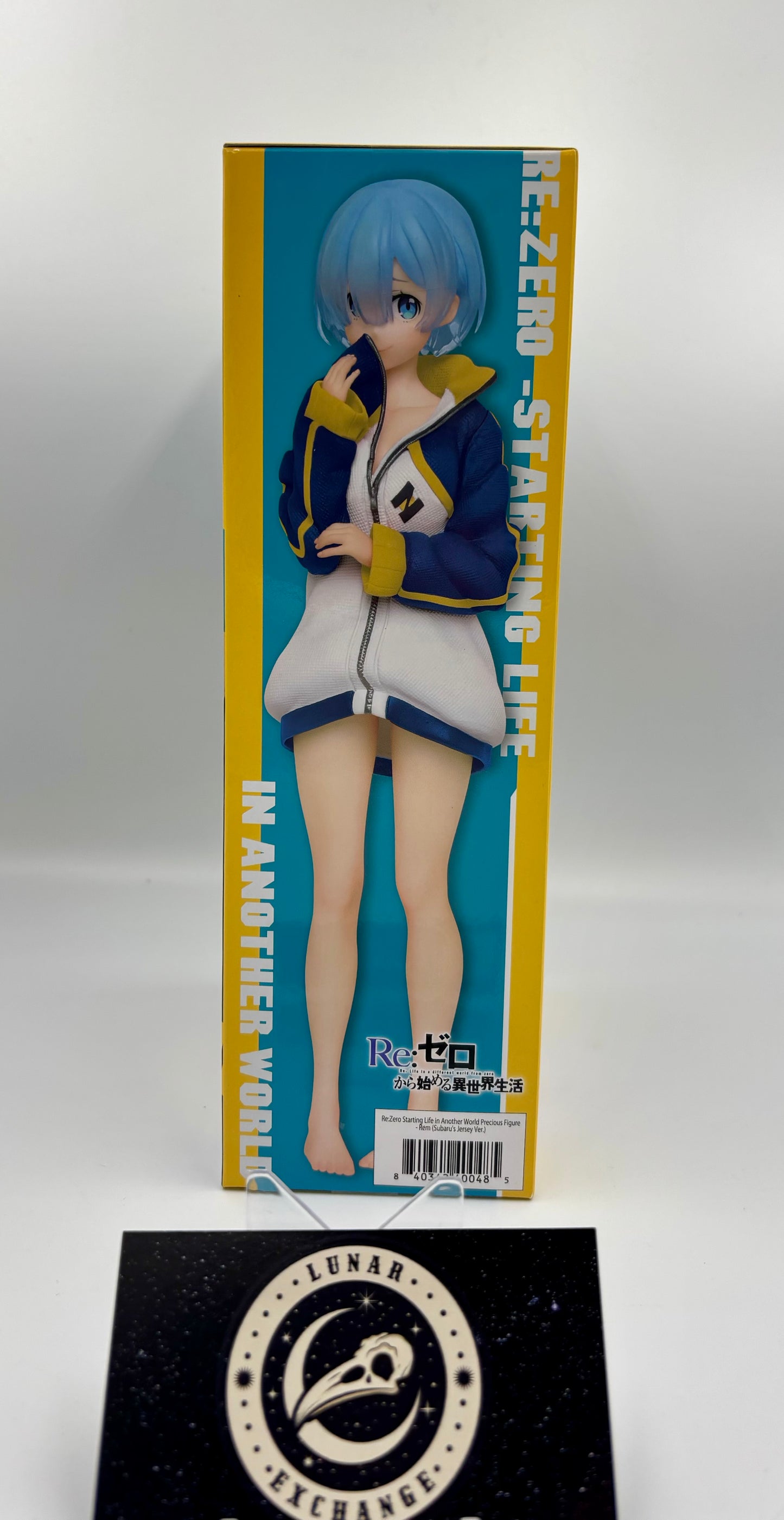 Packaging of the Precious Figure: Rem (Subaru’s Jersey Ver.) by Taito.