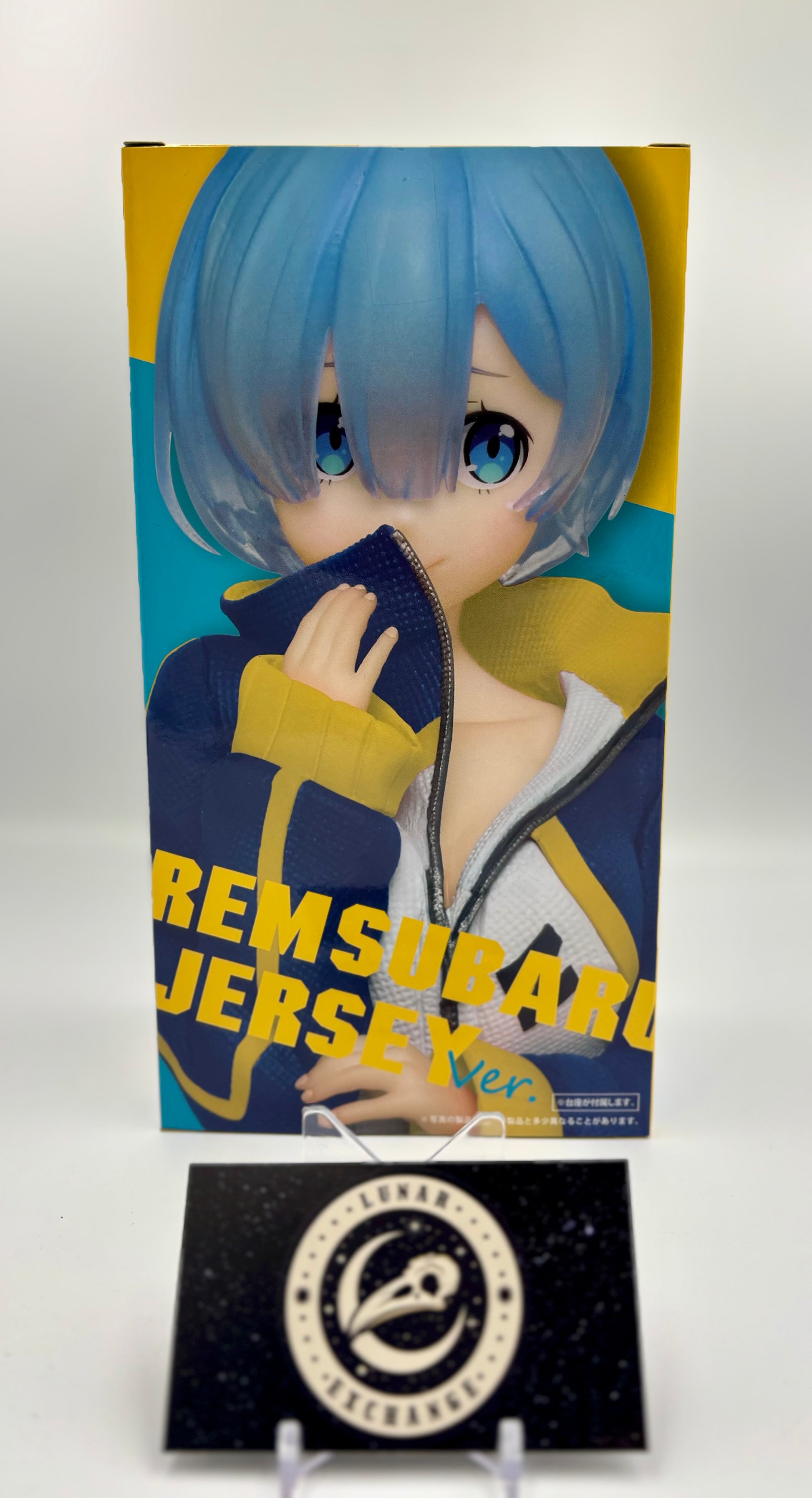 Packaging of the Precious Figure: Rem (Subaru’s Jersey Ver.) by Taito.
