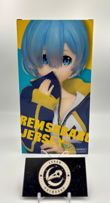 Packaging of the Precious Figure: Rem (Subaru’s Jersey Ver.) by Taito.