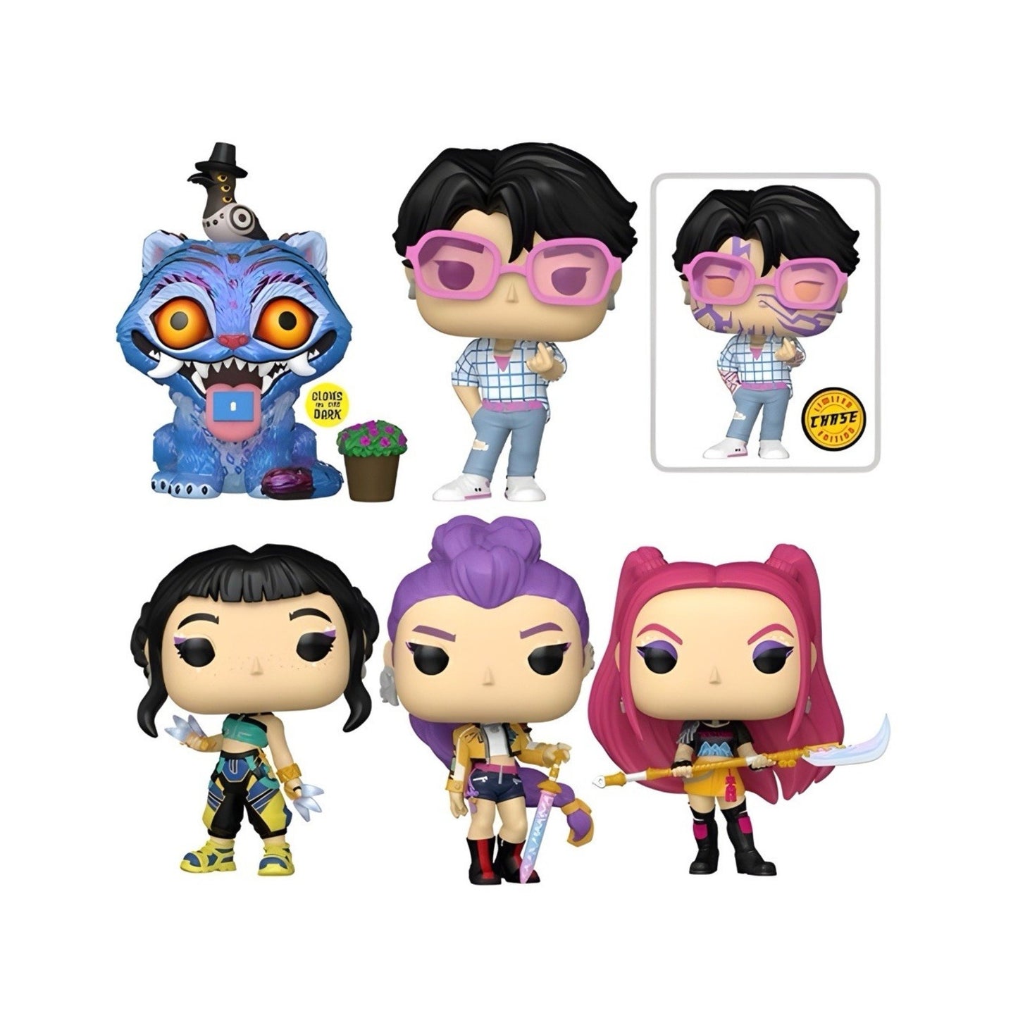 Funko Pop! Animation KPop Demon Hunters Complete Set of 5 Vinyl Figures w/ Protectors