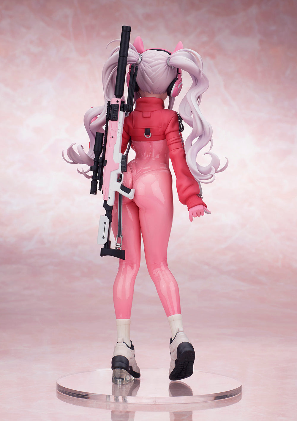 Rear view of Alice’s flowing outfit and hair sculpt.