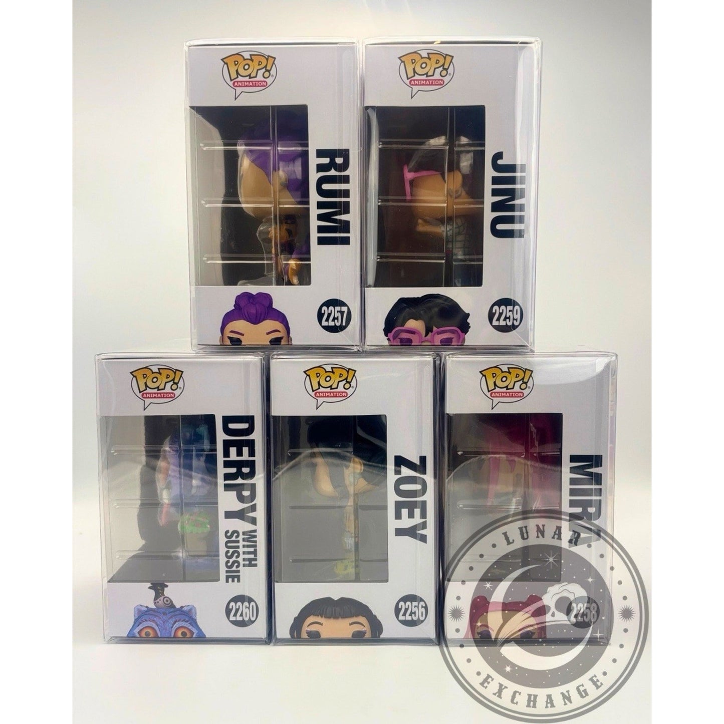 Funko Pop! Animation KPop Demon Hunters Complete Set of 5 Vinyl Figures w/ Protectors