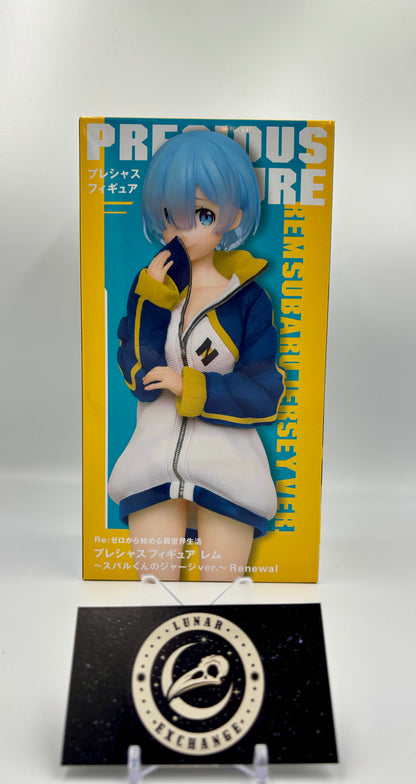 Packaging of the Precious Figure: Rem (Subaru’s Jersey Ver.) by Taito.