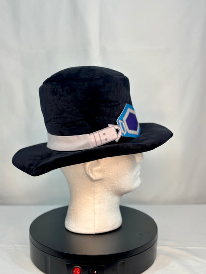 Side angle showing plush brim and structured top