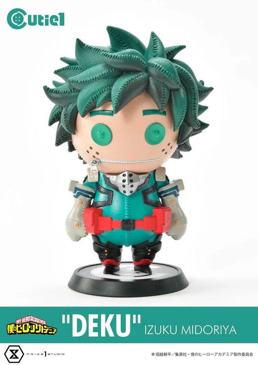 Cutie1 My Hero Academia Izuku Midoriya vinyl figure by Prime 1 Studio with button eyes and zipper mouth.