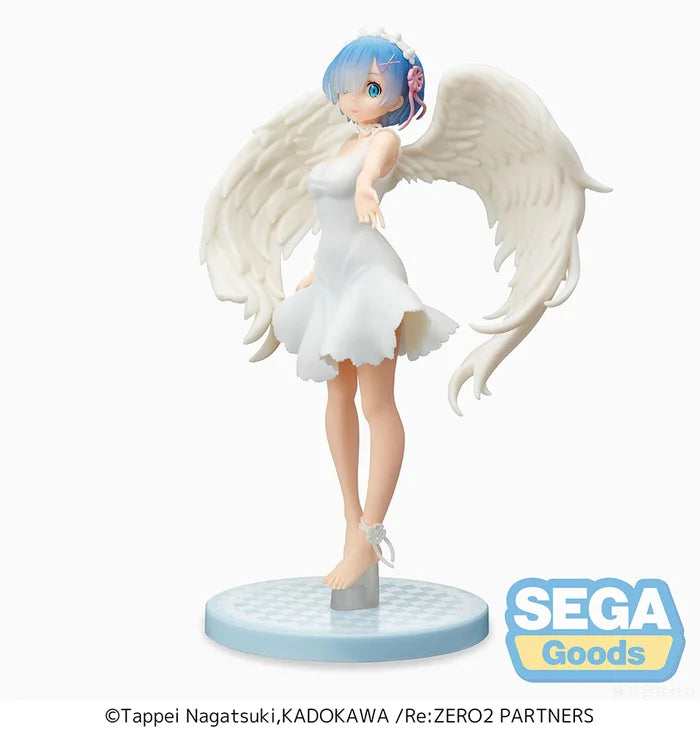 Side view showcasing sculpted angel wings and flowing hair.