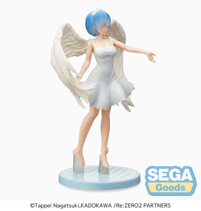 Side view showcasing sculpted angel wings and flowing hair.