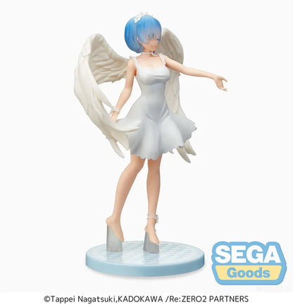 Side view showcasing sculpted angel wings and flowing hair.