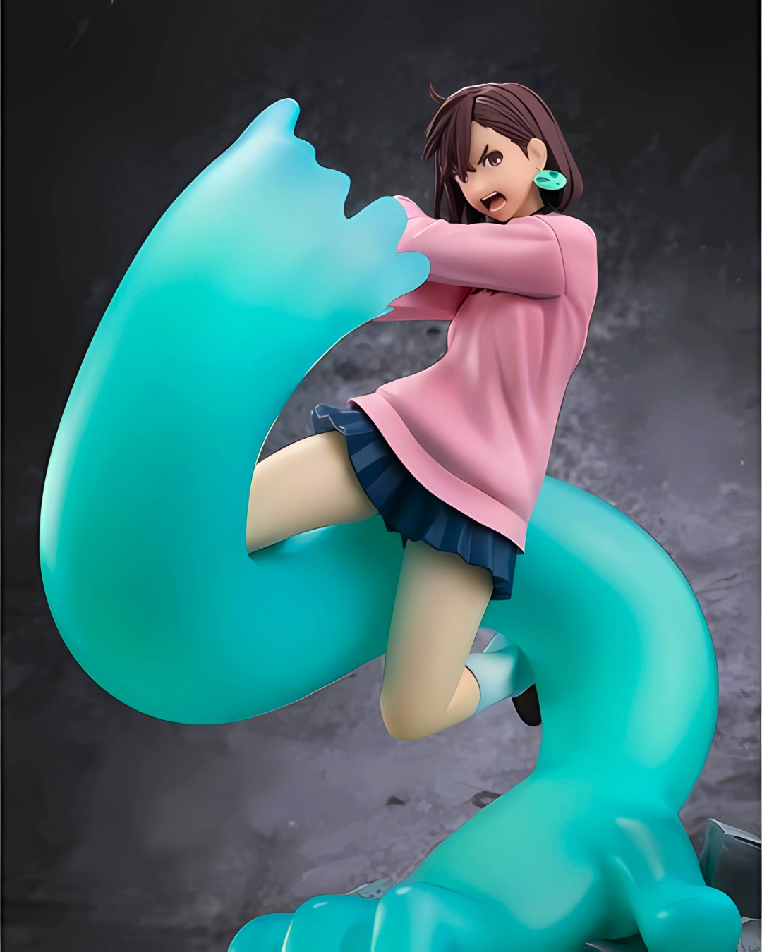 Aggressive angle of the figure showing Momo Ayase mid-summon with her arm extended and furious expression.
