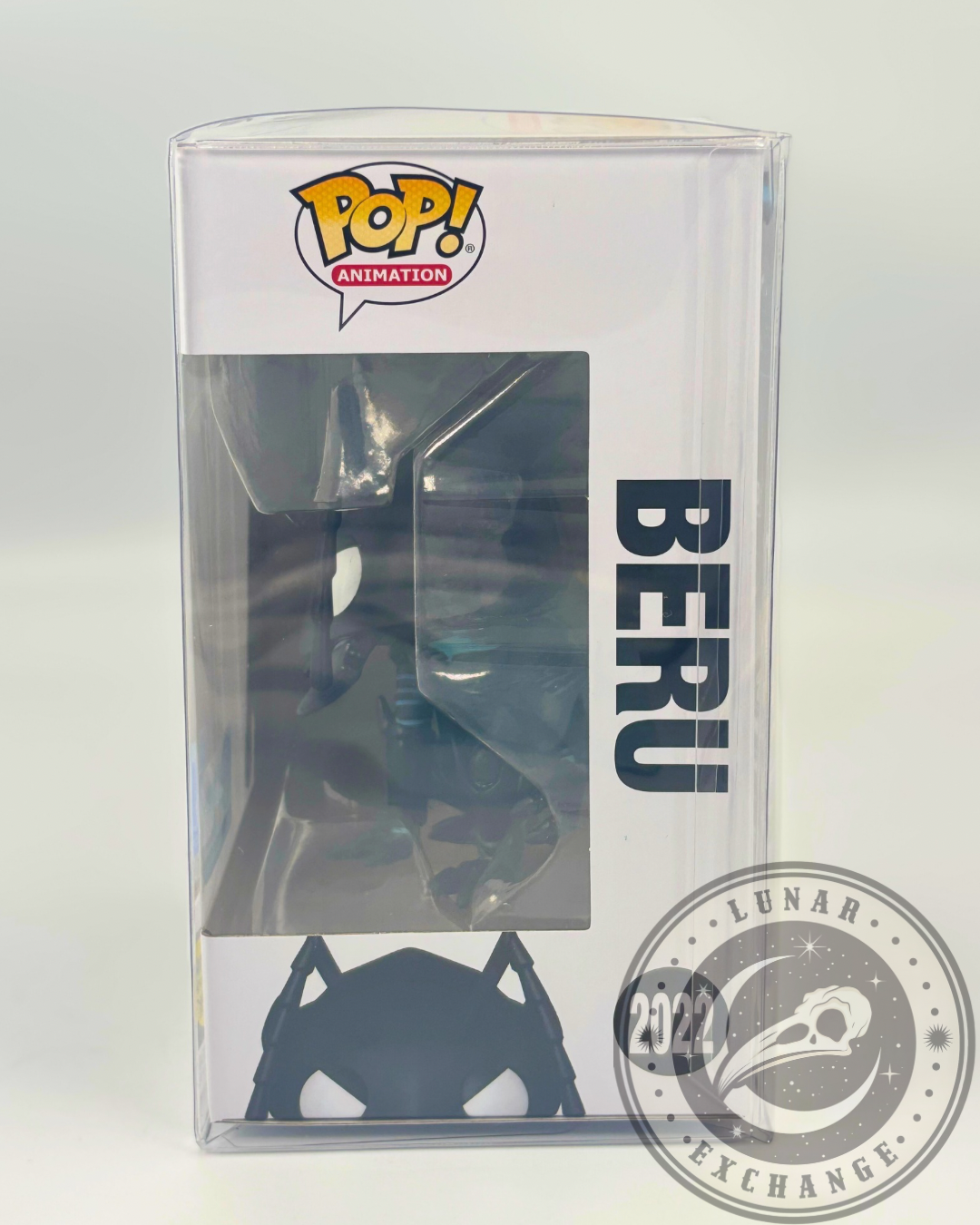 Side profile of the Beru Funko Pop! box showing character name and partial window view of the figure.