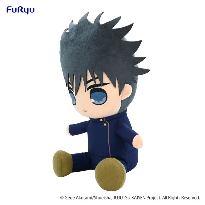 	Close-up of embroidered face and hair detail on Megumi plush.