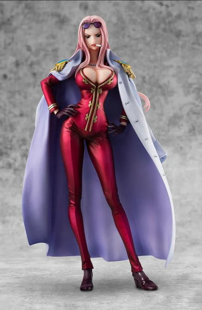 One Piece Black Cage Hina Portrait of Pirates figure with Marine coat and cigarette.