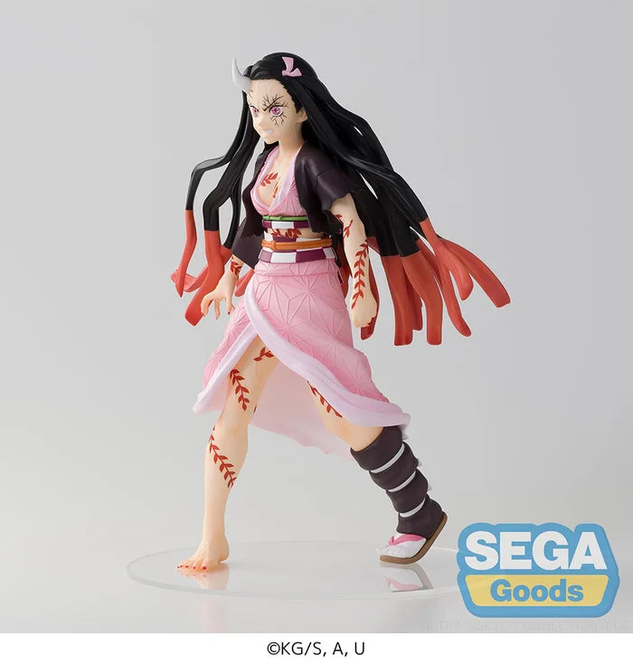 Side view of Figurizm Nezuko Kamado figure showing raised kimono sculpting and flowing hair.