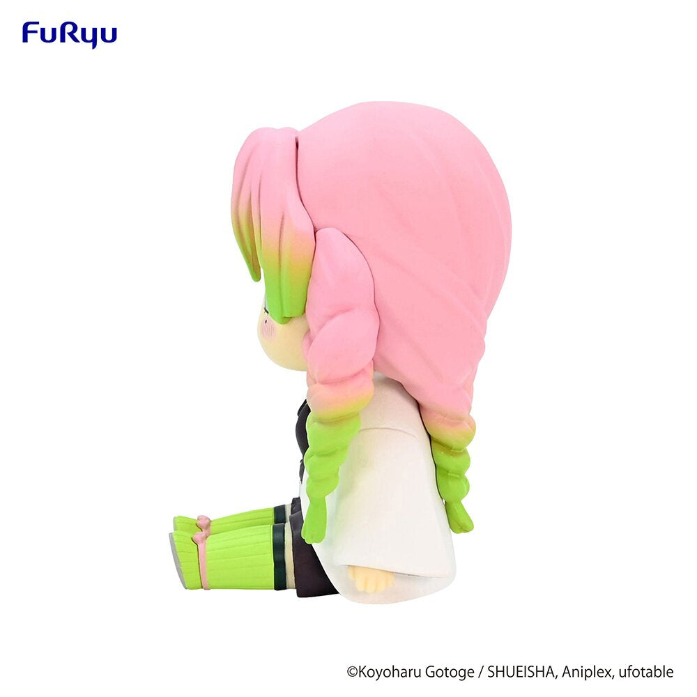 Side profile showcasing Mitsuri's braided hair and seated pose.
