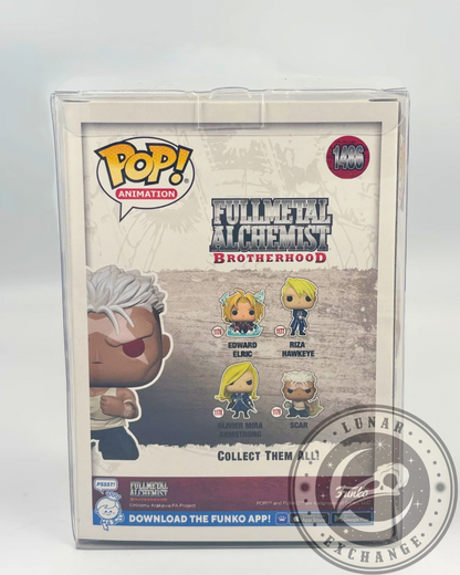 Funko Pop! 1486 – Fullmetal Alchemist: Brotherhood Scar Glow‑in‑the‑Dark – Entertainment Earth Exclusive – Includes Pop Protector