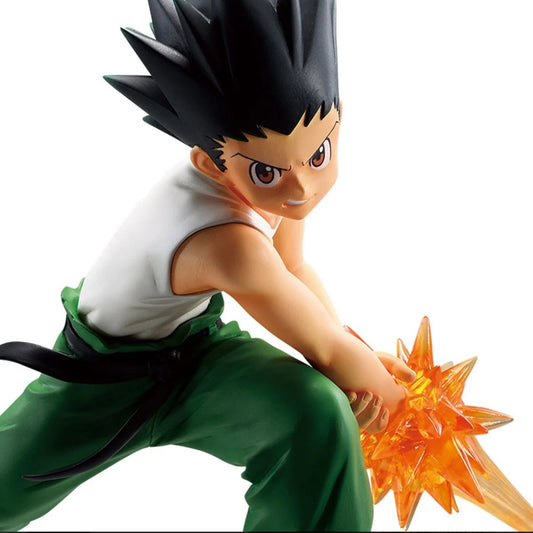 Close-up of Gon Freecss Vibration Stars figure showcasing sculpting, paintwork, and outfit details.