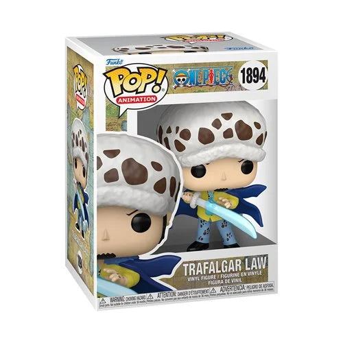 Boxed Trafalgar Law Funko Pop! #1894 with character art and display window from the One Piece animation line.