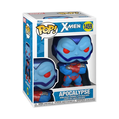 Front view of the boxed Funko Pop! X-Men Apocalypse #1459 vinyl figure from the Marvel “Age of Apocalypse” series, featuring vibrant packaging and collector-grade condition.