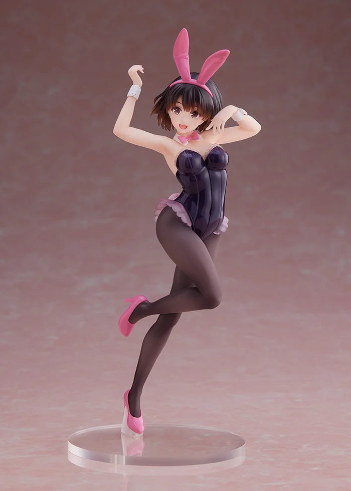 	Side view showing leaping pose and glossy black bunny suit.