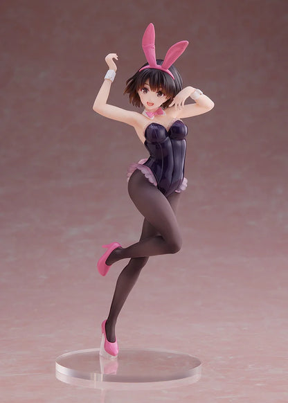 	Side view showing leaping pose and glossy black bunny suit.