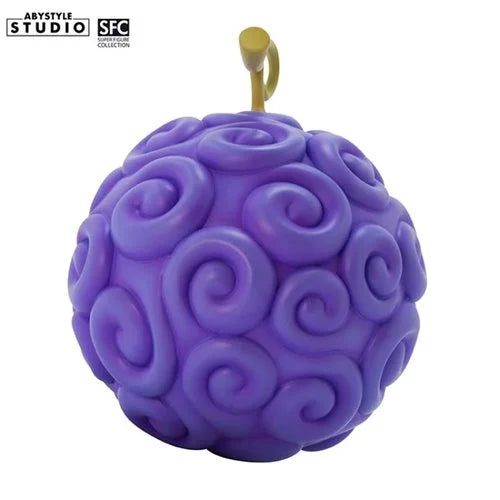 Close-up of Gum-Gum Fruit anime prop showcasing intricate swirls and deep purple color.