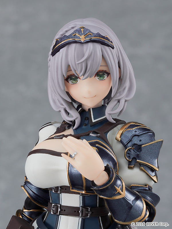Close-up of Hololive Shirogane Noel Figma, highlighting intricate sculpt and paint details.