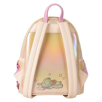 Back  view of Loungefly Stitch mini-backpack, highlighting adjustable straps and spacious compartments.