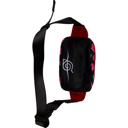 Front view of nylon crossbody bag featuring Akatsuki symbols.
