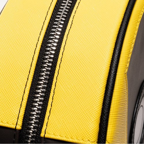 Close-up of Ultra Ball bag’s printed detail and faux leather texture