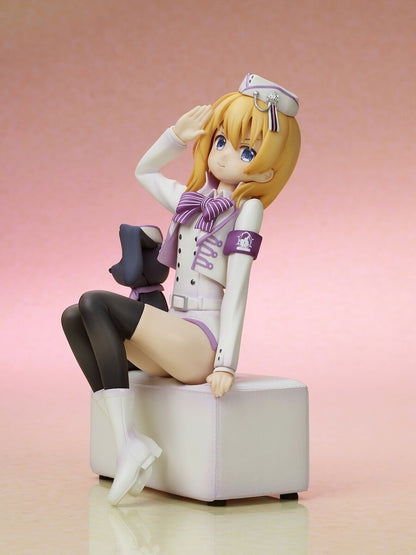 Side angle showcasing Cocoa’s seated pose and uniform details.