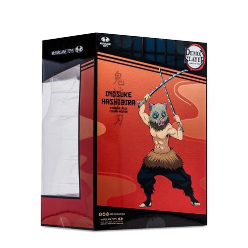 Back view Officially licensed Demon Slayer Inosuke Hashibira statue in original packaging.