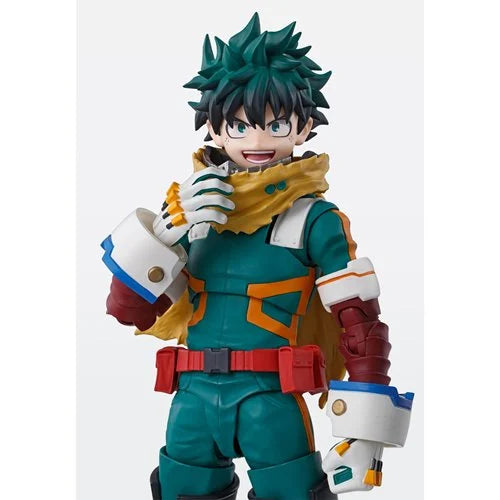Close-up of Izuku Midoriya S.H.Figuarts figure showcasing sculpting, paintwork, and articulation details.