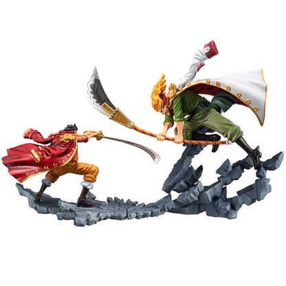 Front view of Banpresto Manhood Gol D. Roger & Edward Newgate Figures