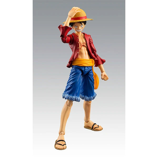 Luffy figure with removable straw hat and alternate faceplates.