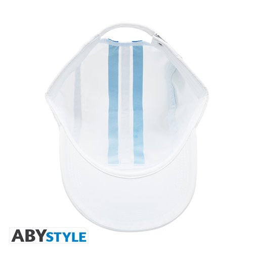 Interior of the One Piece Marine hat featuring a clean white finish and semi-transparent blue stripes.