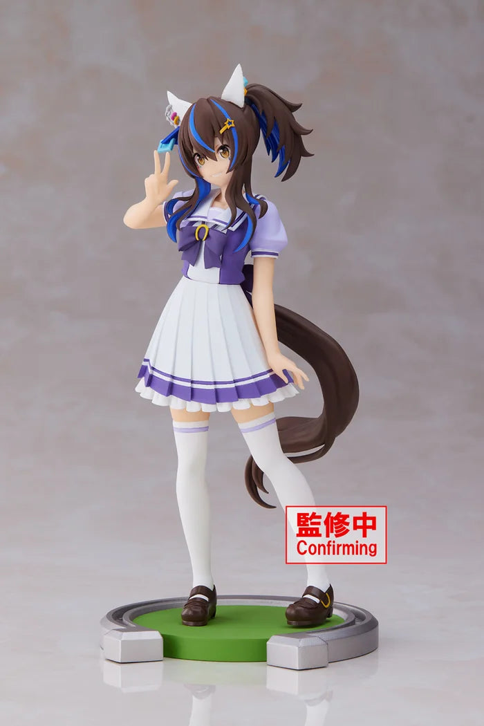 Side view showcasing Helios’s dynamic pose and horseshoe-shaped base.
