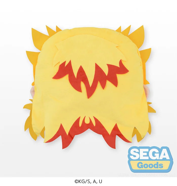 Back view of Rengoku plush pillow showing shape and size.
