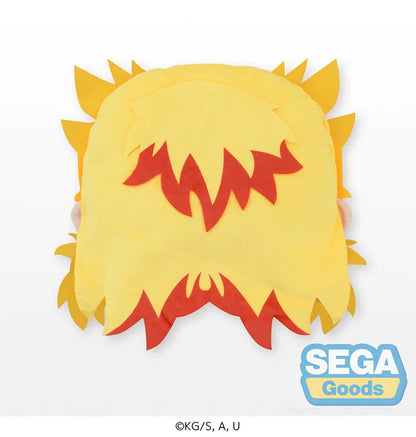 Back view of Rengoku plush pillow showing shape and size.